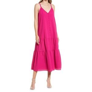 New Ted Baker Deep Pink Luann Button Through Cami Dress Size 8